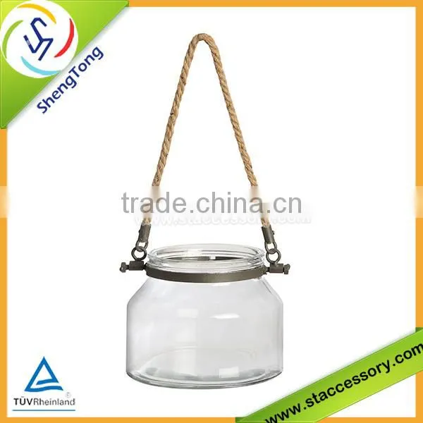 fashion and High quality glass jar with handle wholesale hot selling