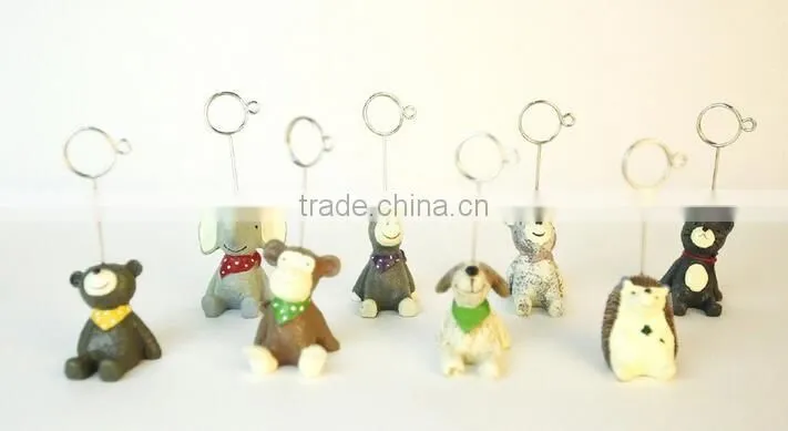 Novel cute cartoon animal shape name card paper clips stand resin craft for logo custom