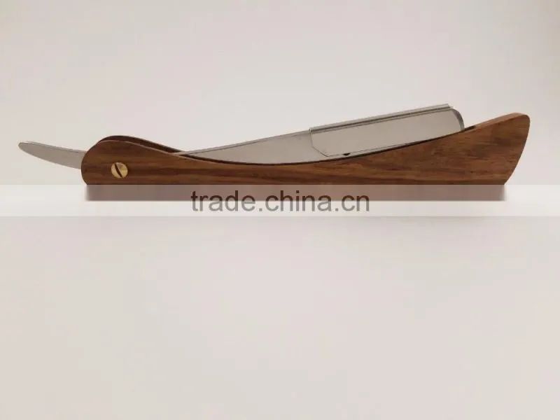 CUT THROAT SHAVETTE STRAIGHT SHAVING RAZOR WOODEN HANDLE