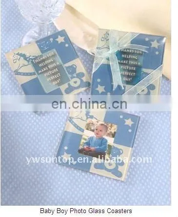 blue bear glass photo coaster children baby shower wedding favors china supply