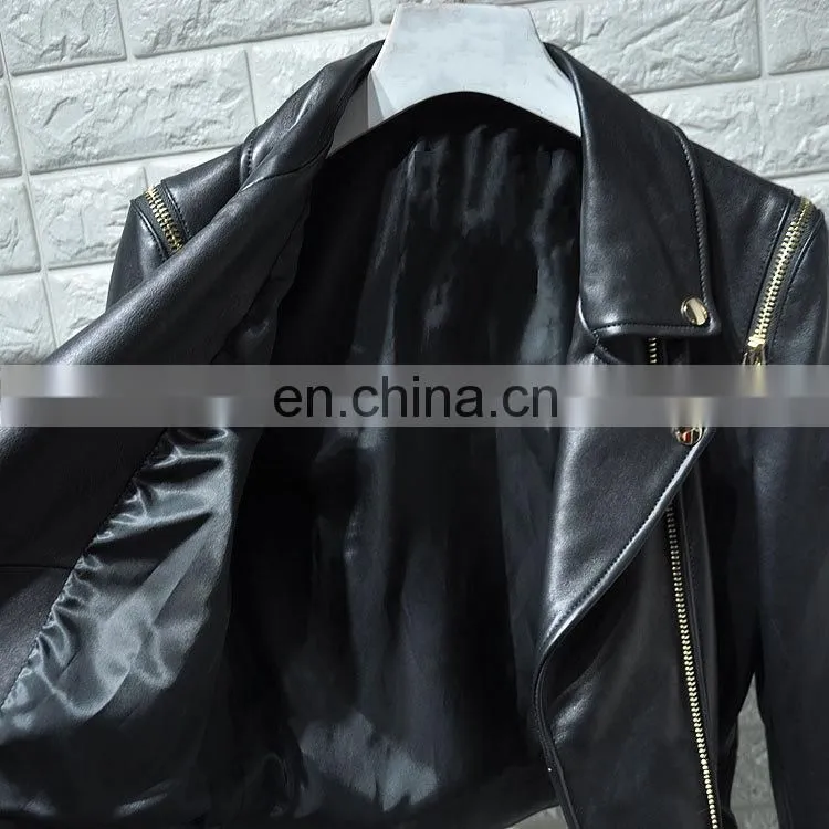 High Fashion Real Leather Jacket Woman Cheap Short Leather Spring Jackets Women