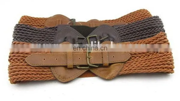 Fahion Elastic Braided Belt For Women Leather Bullet Belt