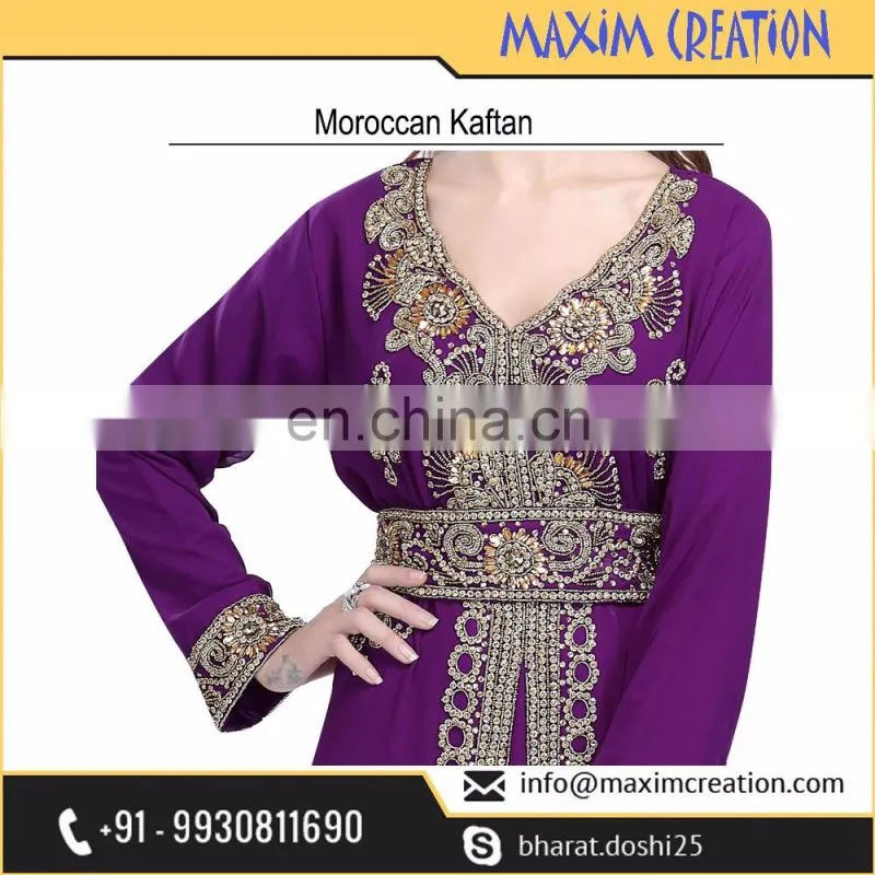 Modern Dubai Caftan With Unique Hand Made Embroidery Design 6011