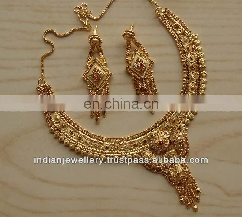 Goldplated necklace jewelry set manufacturer, gold-plated necklace fashion jewellery sets exporter