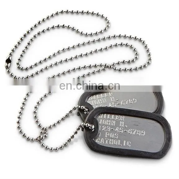 Black or Colorful silicone military personalized dog tags