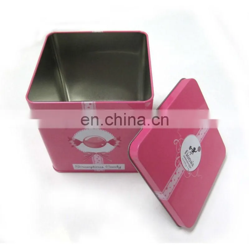 Lovely square tin can for gift candy