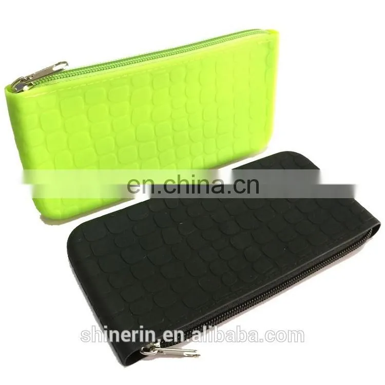 Custom Embossed Desgin Silicone Pencil Pouch Zipper Fashion Ladies Hand Clutch Purse Wallet