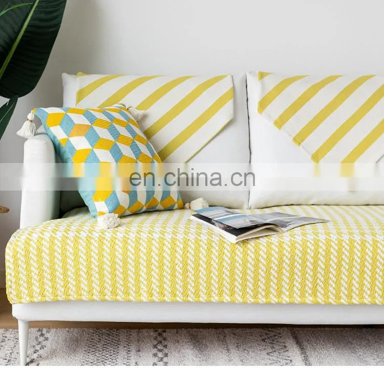 Hot selling woven stripe pattern sofa cover quilted Furniture Protector non-Slip sofa cover stretch for home decoration