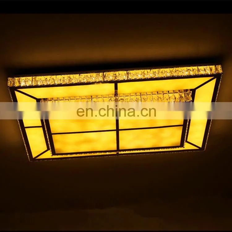 Personality led lamp crystal ceiling lamp square stainless steel wire cutting led crystal lamp creative lighting