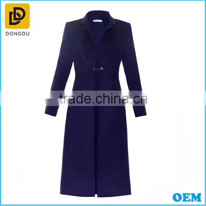 Navy blue women long sleeve fleece coat from Alibaba women coat factory