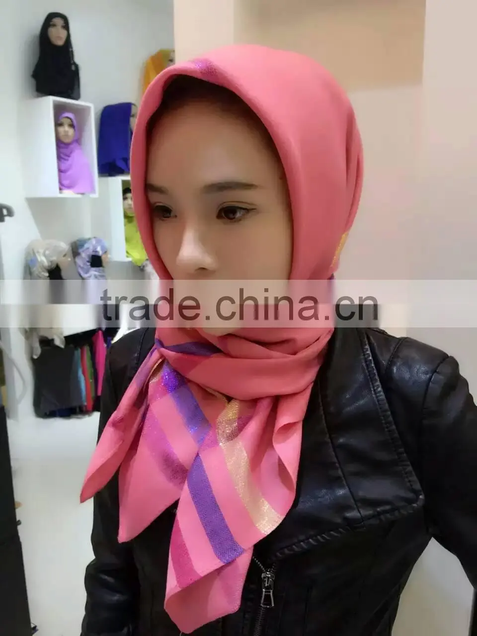 NEW 2016 90*90cm golden line muslim square scarf