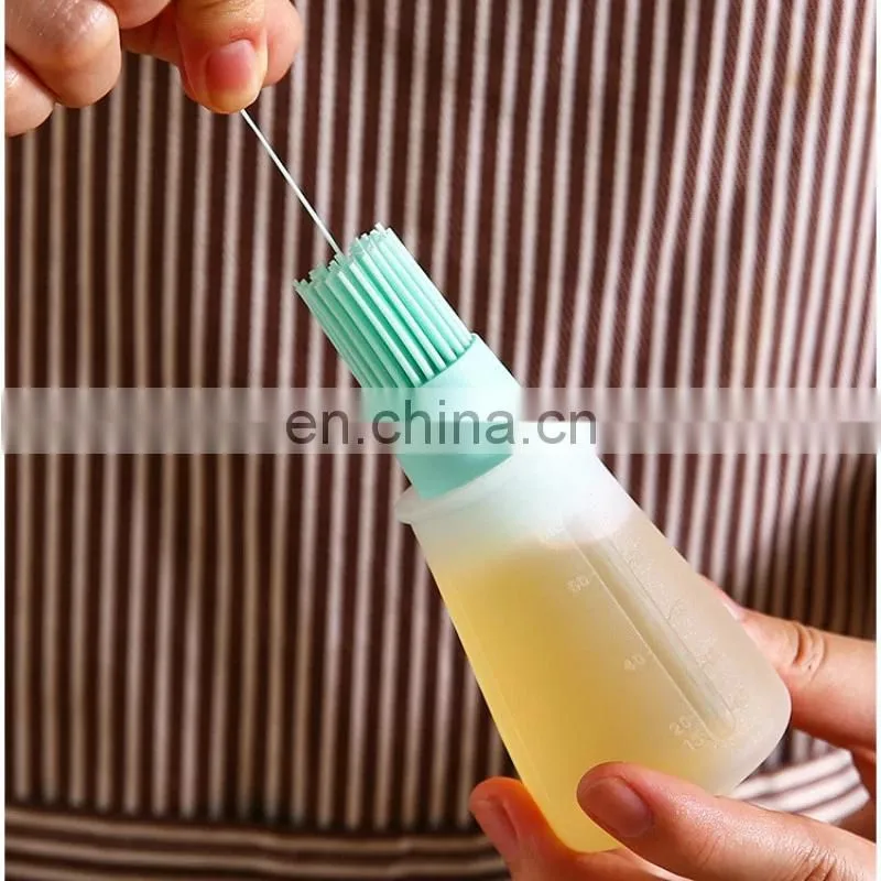 Barbecue Oil Brush Oil Dispenser with Brush High Temperature Resistant Silicone Oil Bottle with Brush Kitchen Baking Gadgets