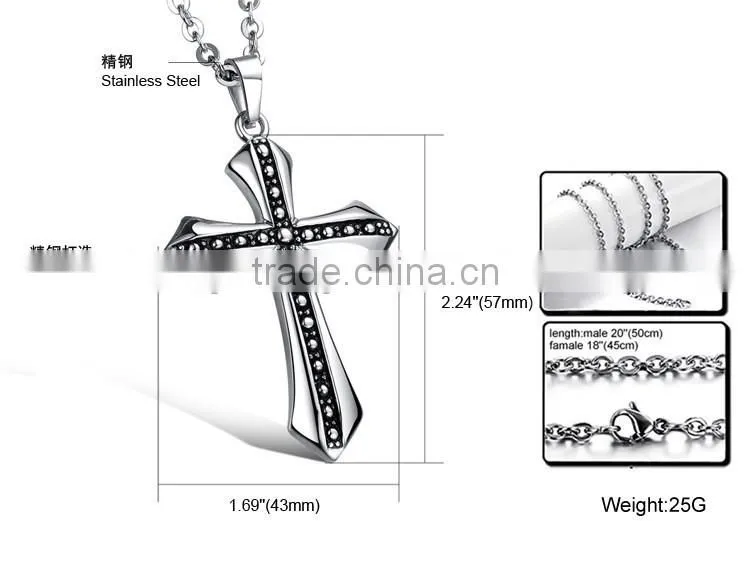 Classic fashion men cross charms pendants necklace include stainless steel chain paypal accept