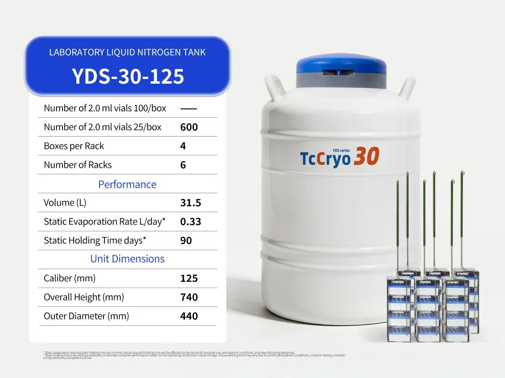 TcCryo 30L liquid nitrogen container Specifications