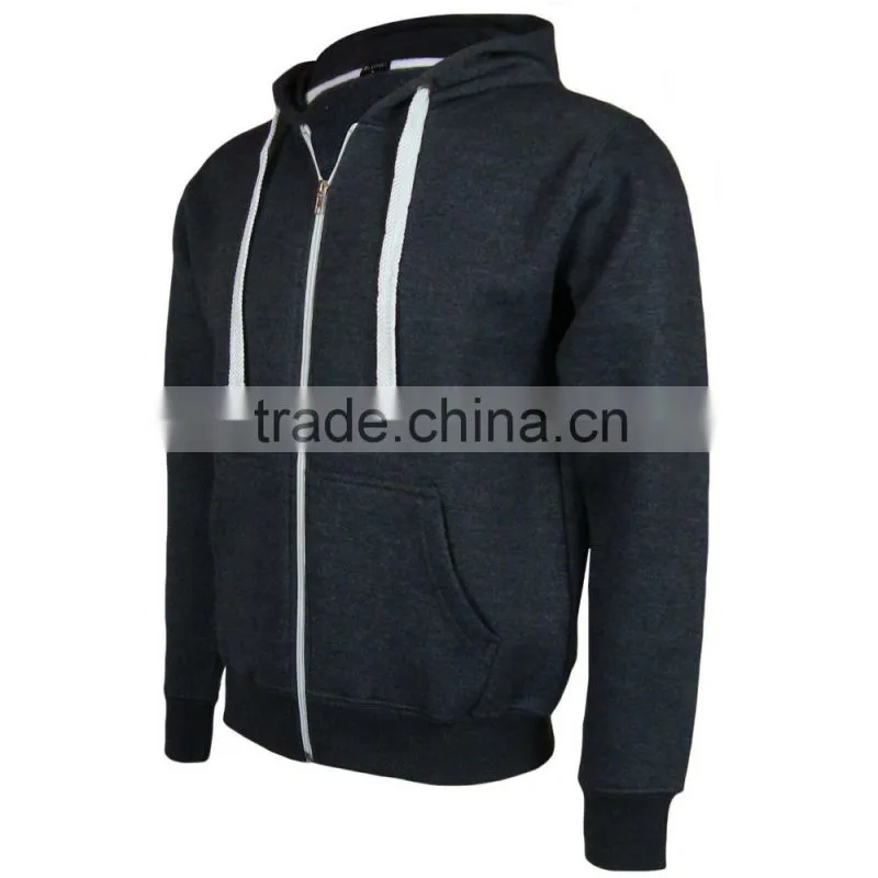 Mens Zip Up Hoodie Hooded Top Plain Hoody Fleece Jacket