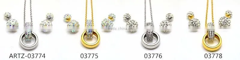 Fashion jewelry pendant designs for women gemstone double ring pendant