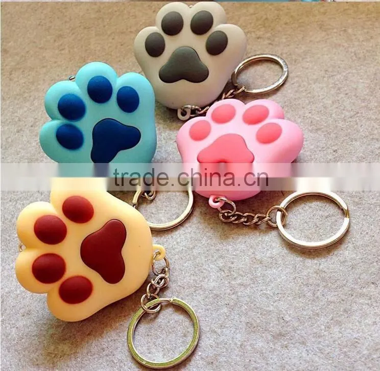 New arrive Lovely cat claw LED lights sound key chains cat meow gift Bag accessories gift for Children