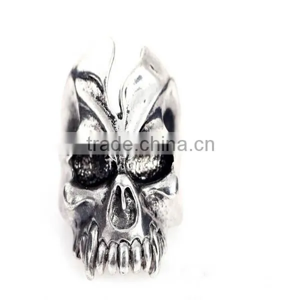 Punk rock skeleton skull hang ring in zinc alloy, mens jewelry