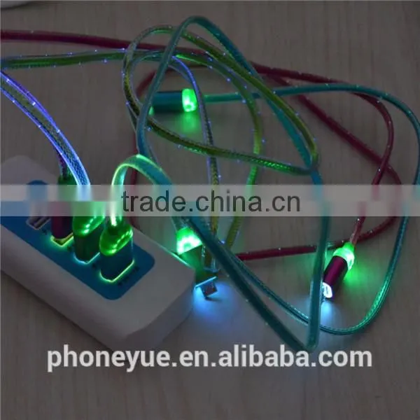newest design led light multi usb cable for iphone in retail packaging