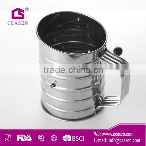 Good design Kitchen Crank Handle stainless steel Flour Sifter