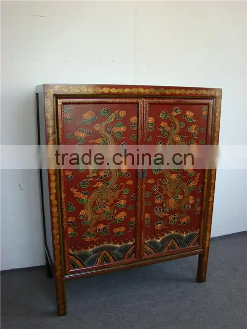 antique style tibetan hand painted storage cabinet
