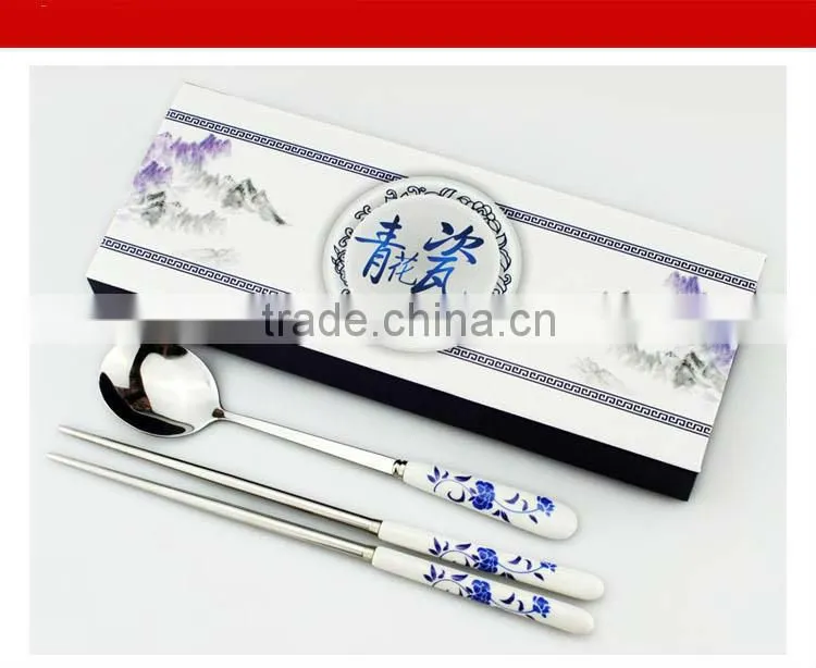 Chinese style dinnerwares,spoon,fork,chopsticks with blue and white porcelain,Chinese gift