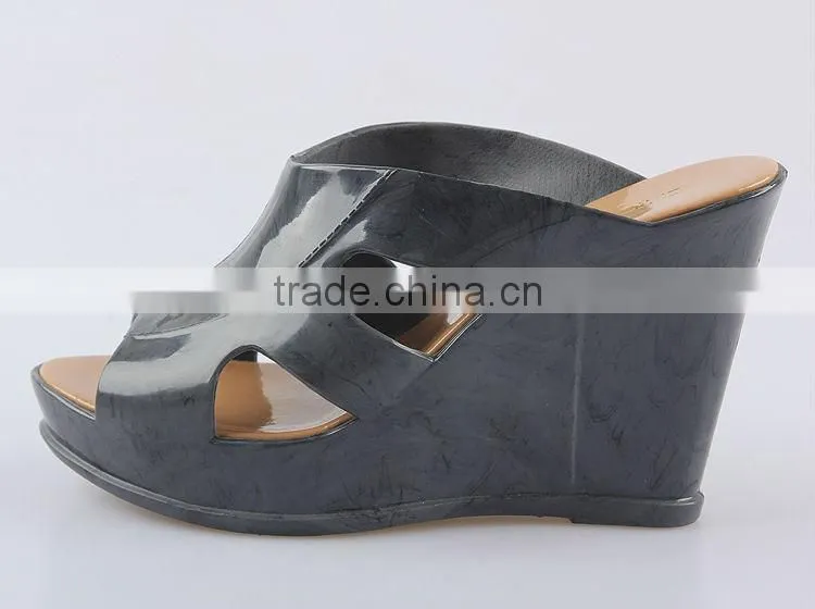 2016 fashion women Plastic shoes from china Ladies Sweet Style Jelly PVC hight wedge slipper Waterproof Wedge Jelly Sandal