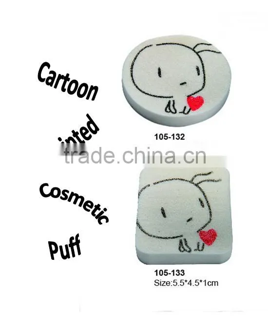 Flocking powder puff with ribbon