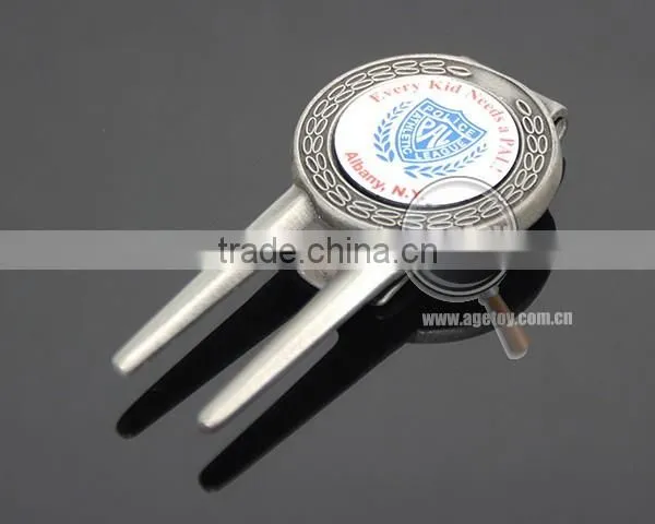 New York League Team Souvenir Print Logo Custom Alloy Antique Silver Plated Metal Golf Divot Tool