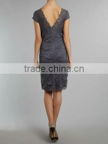 Girls V-Neck Lace Evening Dress With Real Photo