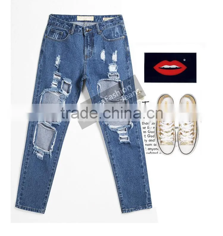 Best selling Hollow Out Hole brands Jean Pants For Women Boy Friend European Pattern Loose Clothing womens jeans wholesale china