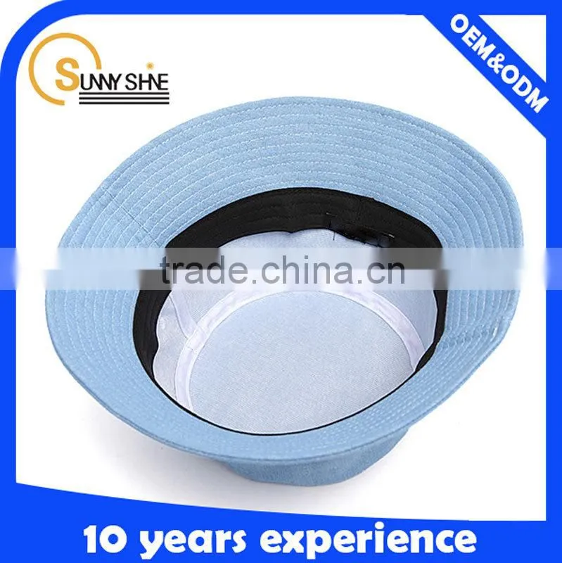 custom cotton plain blank light blue sky bucket hats wholesale
