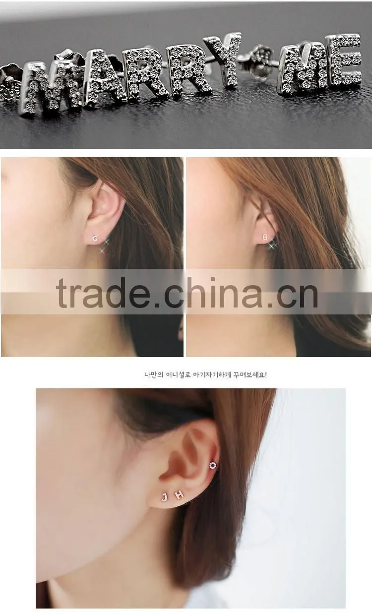 Infinite Factory Direct Sale 925 Sterling Silver earrings Letter shape A-Z silver earrings