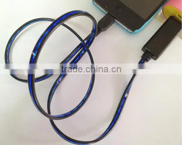 micro usb2.0 led usb cable for mobile phone data transfer and charging 0.8m