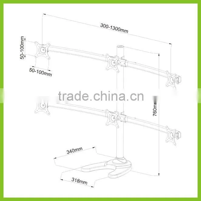 CURVE-H-STAND Desktop LCD Mount for Six Monitors