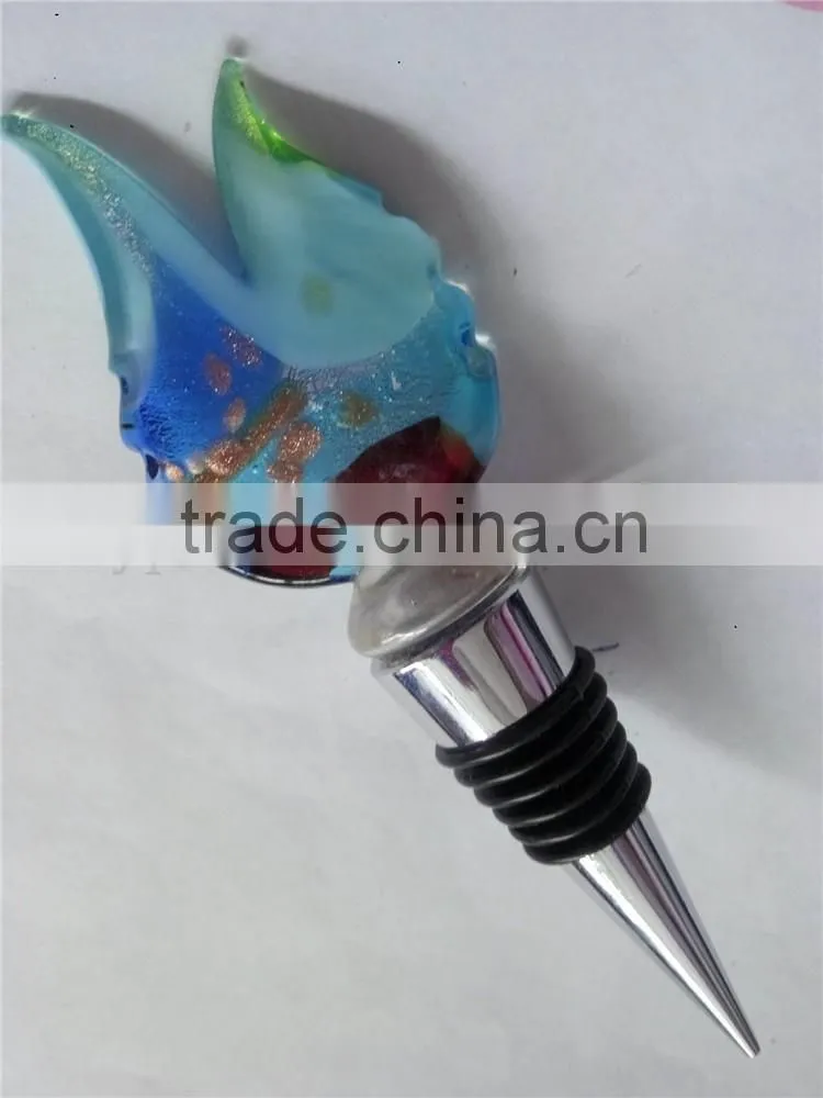Popular glass leaf shape Bottle Wine Stopper