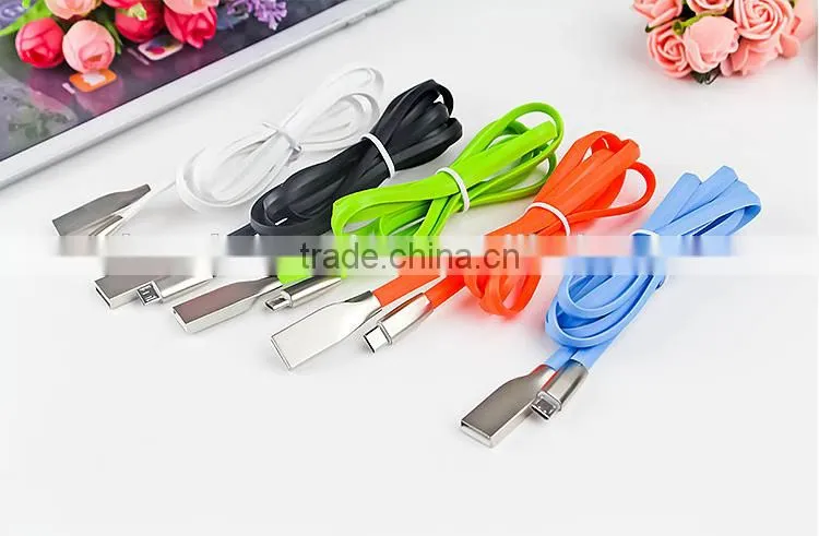 For iPhone USB Charger Cable Flat Zinc Alloy USB Cable New Premium