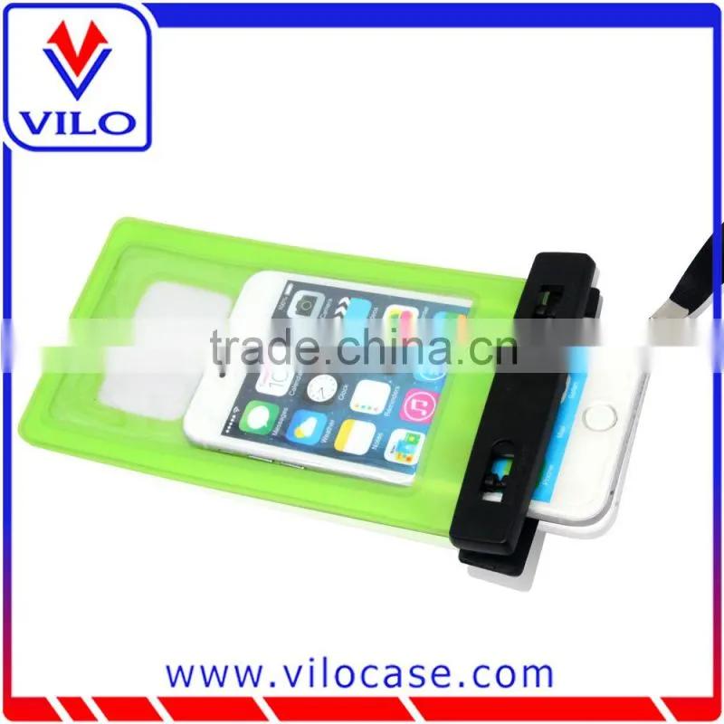 Colorful universal clear cover pouch waterproof case with neck strap