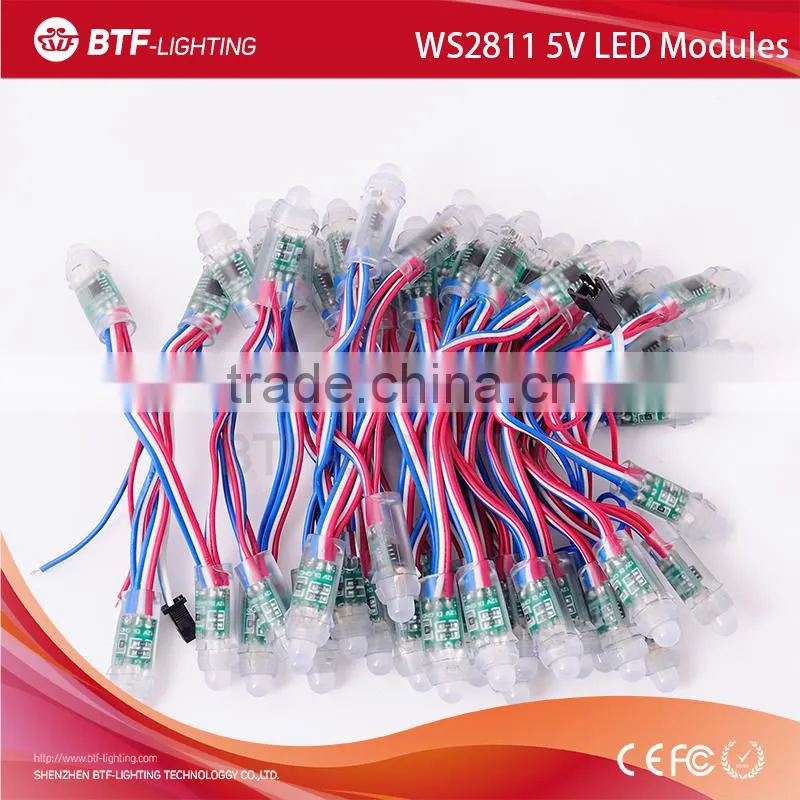 Green Wire 12mm WS2811 pixel led module, 5V IP68 waterproof