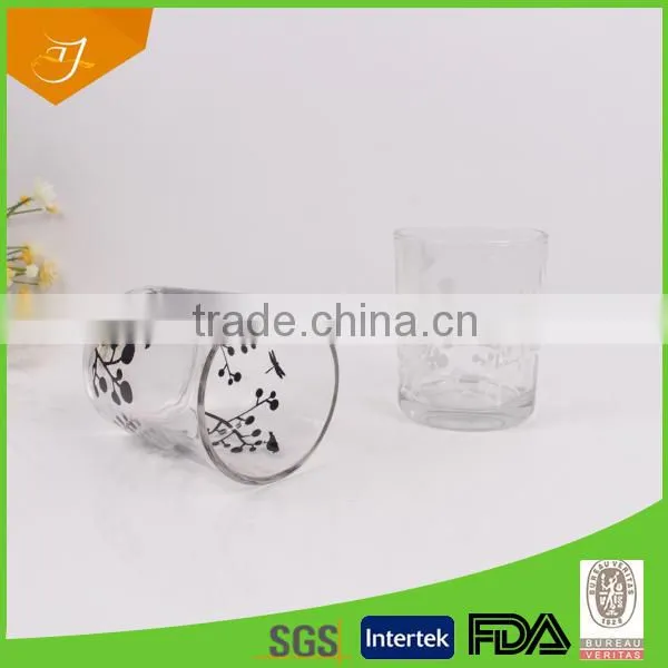 Decal Decorative Cheap Glass Cup,High White Quality Glass Cup