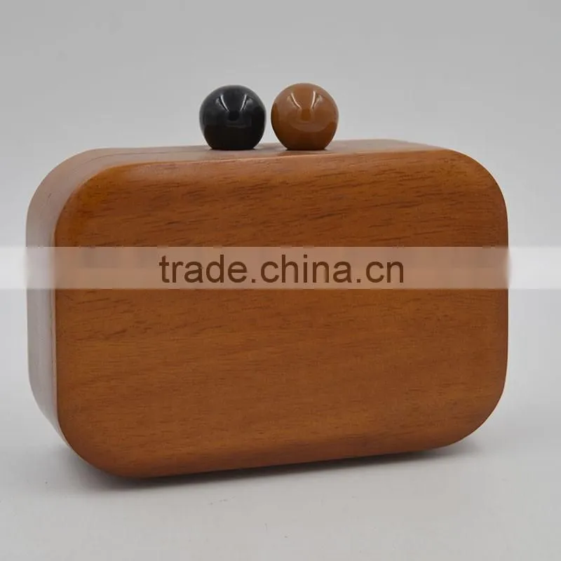Fashion wood 20136 MiNi evening bag wood day clutch acrylic box bag chain women's cross-body handbag Nice Wooden Handbag
