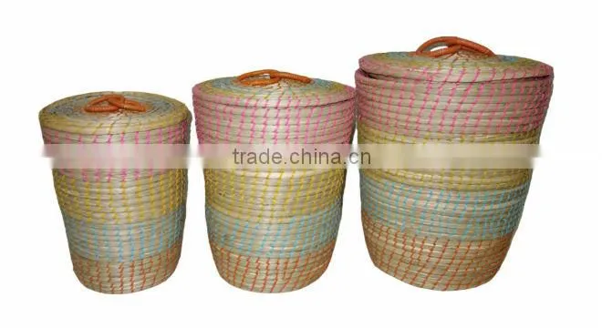 2015 New Product Round Water Hyacinth Basket for Home Decoration and Futniture