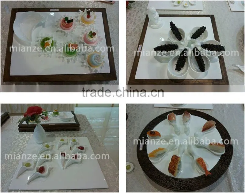 leaf shape ceramic dishes white with gold-rim 4.75" bone china snack dishes