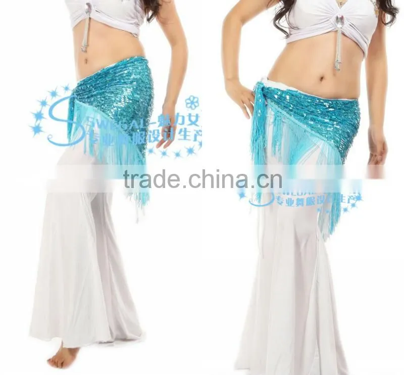 SWEGAL 2013 wholesale green fashion tassel sexy belly dance modern hip scarf