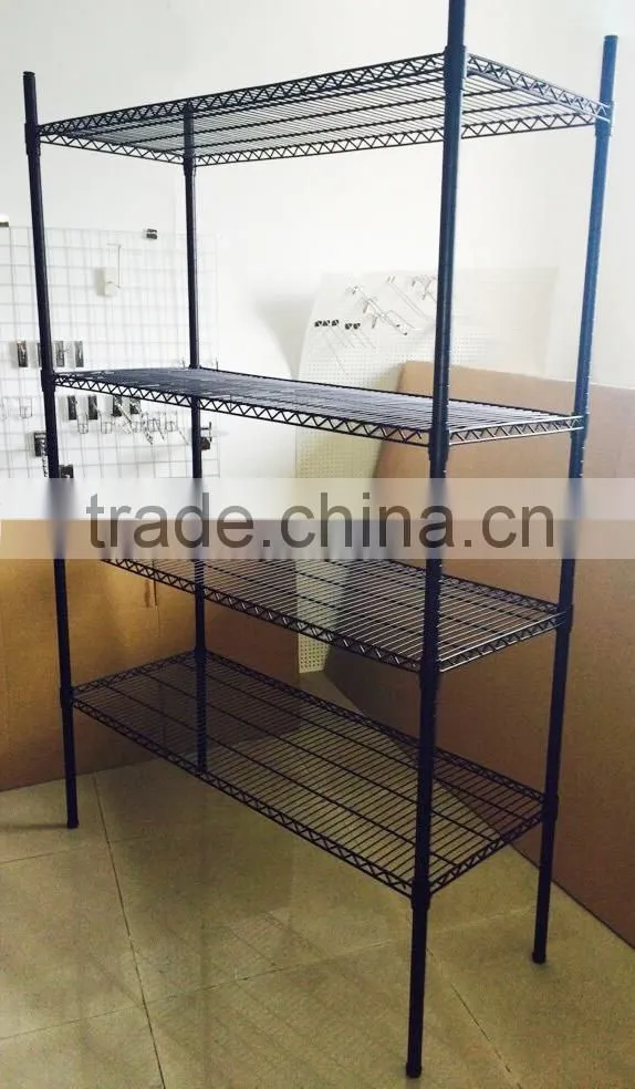 Chrome Metal 4 Layers Storage Rack Supermarket Goods Shelf
