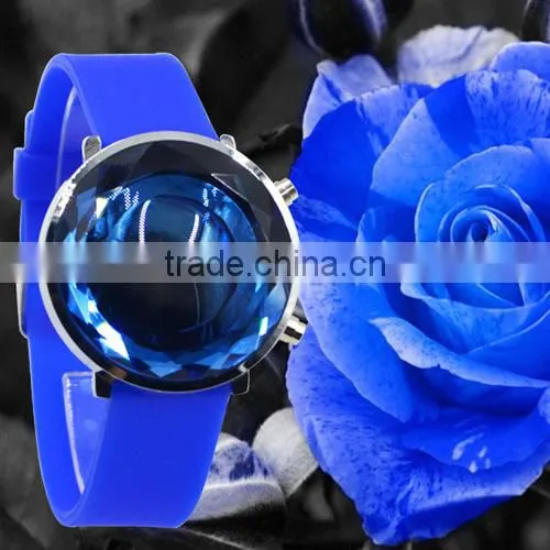 2014 new LED fashion crystal glass electronic 30ATM silicon watch(WJ-2386)