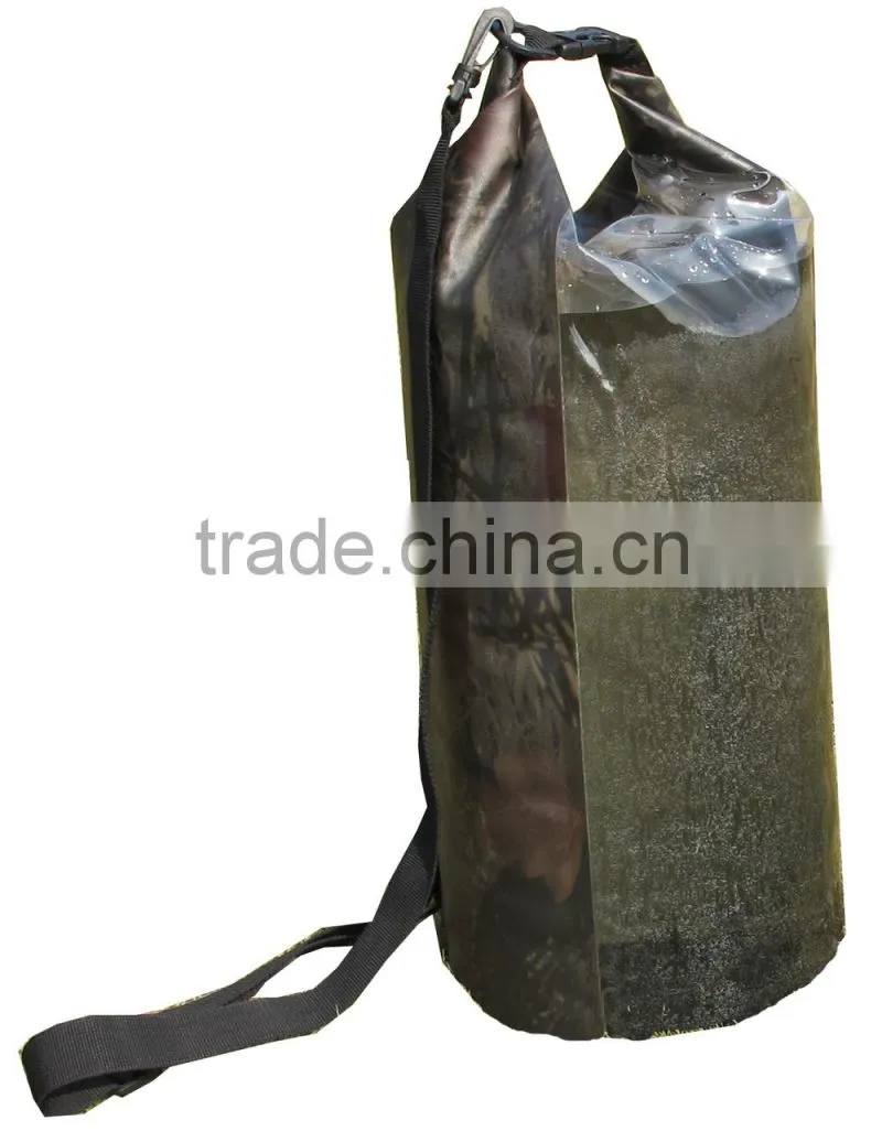 camouflage cylinder pvc window ocean pack dry bag dry sack with shoulder strap