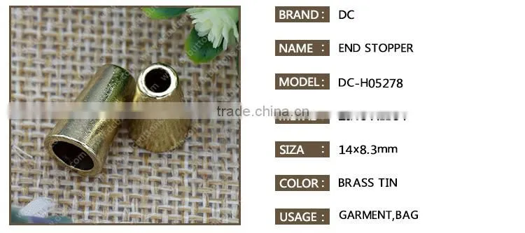 High quality brass tin metal cord end stoppers for garment