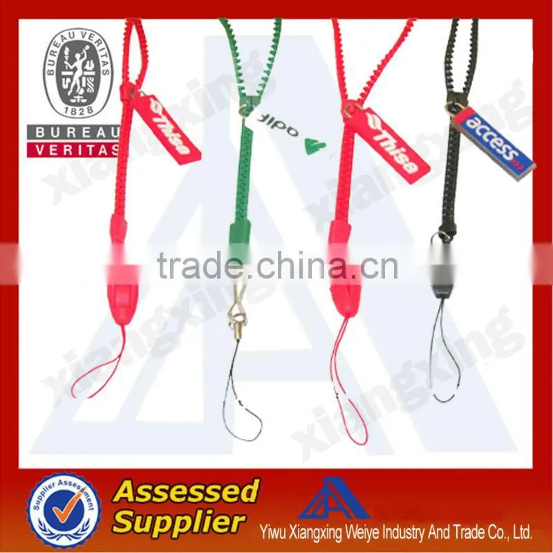 Novelty zipper neck lanyard for holding keys or id card