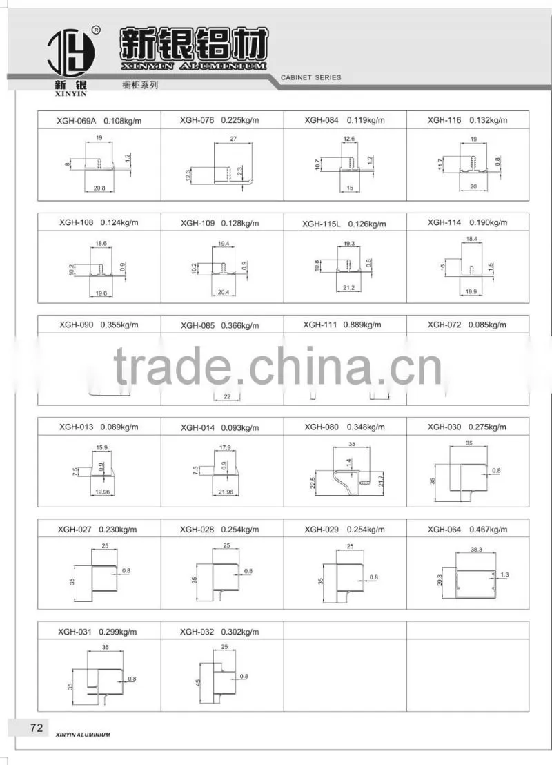 T5 - T8 6063 aluminium series with extruded profile